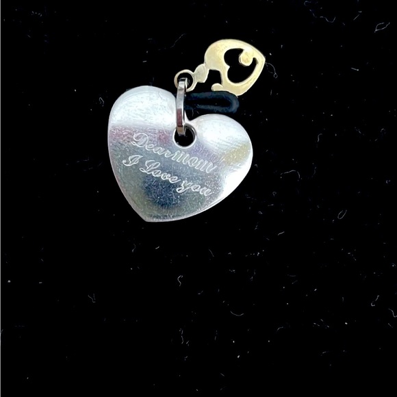 PAGODA Stainless Steel /14k Gold Diamond“Mother Child Heart Pendant NWOT! - Picture 3 of 4